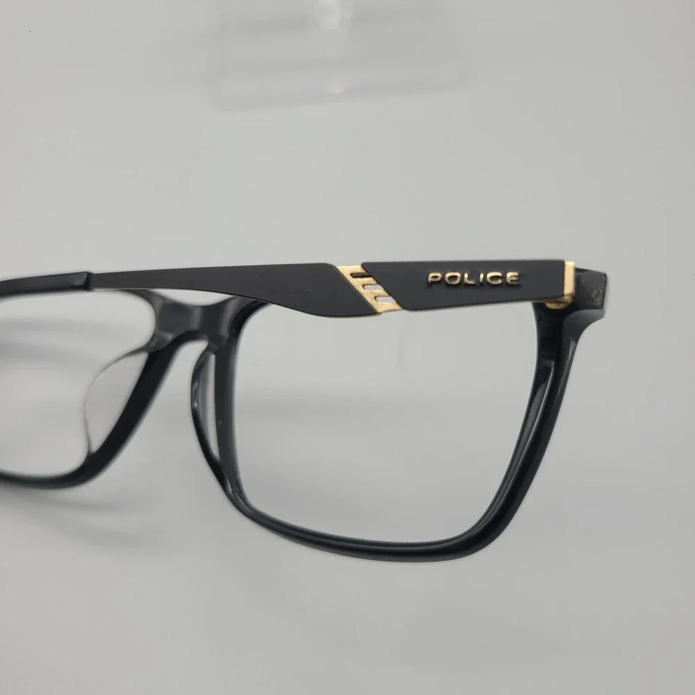 Police VPL986K COL 0700 Black Gold Rectangular Eyeglass Frames 145mm